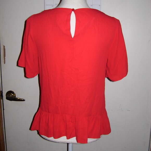 ASOS Red Ruffle Hem Top S - Picture 3 of 5